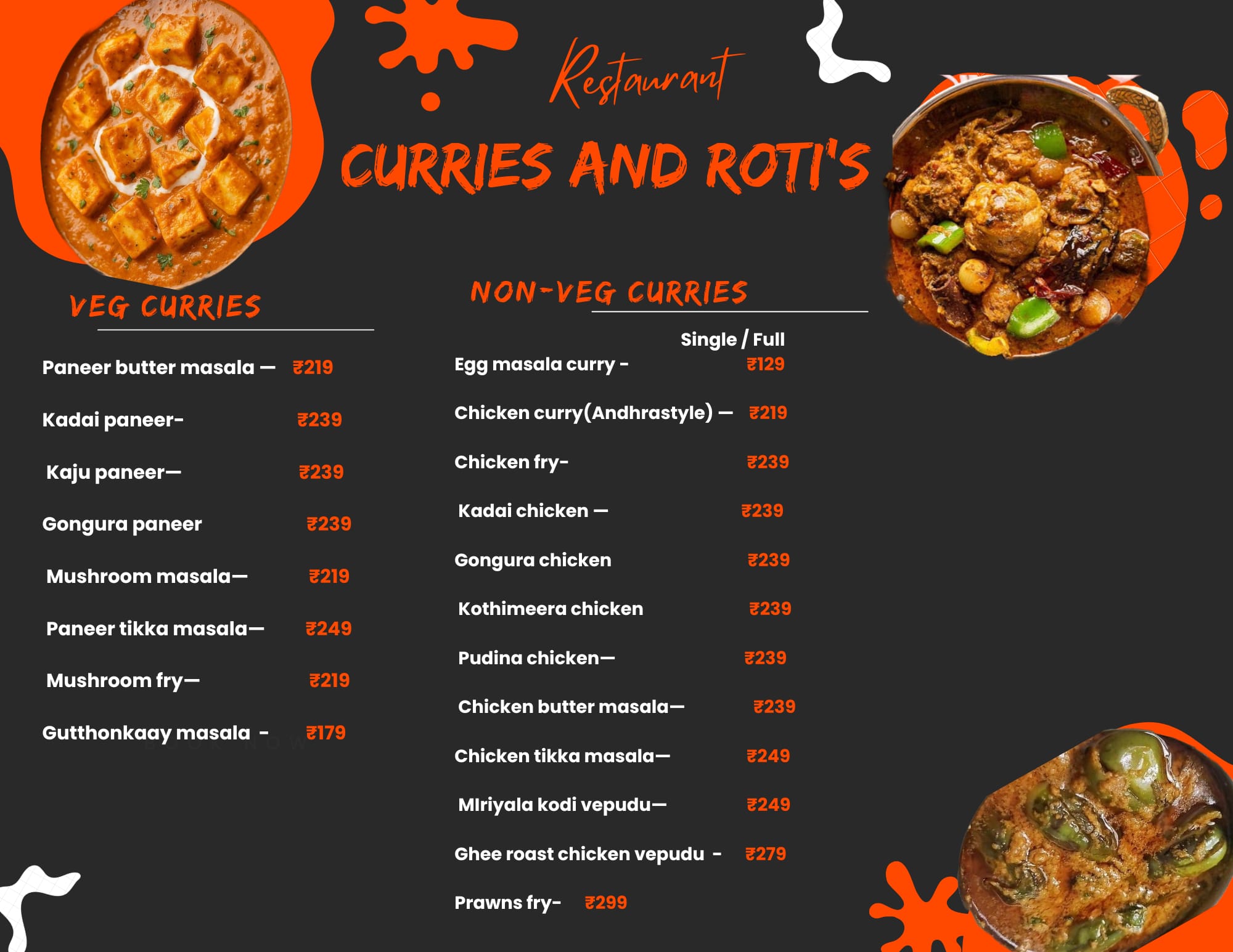 Curries & Roti Menu